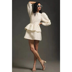 NWT Stella Nova Adrielle Sia Ruffle Mini Dress EU Size 38 Cream #9E420